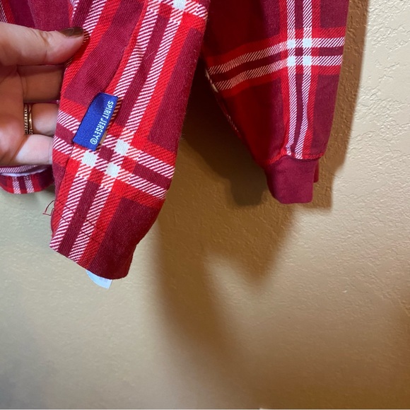 Disney Mickey Mouse Holiday Plaid Spirit Jersey in Red Seasons Greetings L - Picture 4 of 6